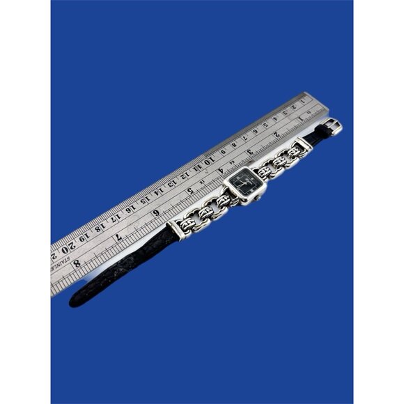 Brighton Columbia Silver Plated & Black Leather Watch New Battery - Picture 6 of 6